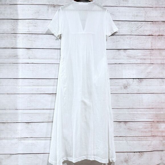 Ghosttropic White Short Sleeve Tunic Dress Size Medium Vacation Beach Cruise - Picture 10 of 11